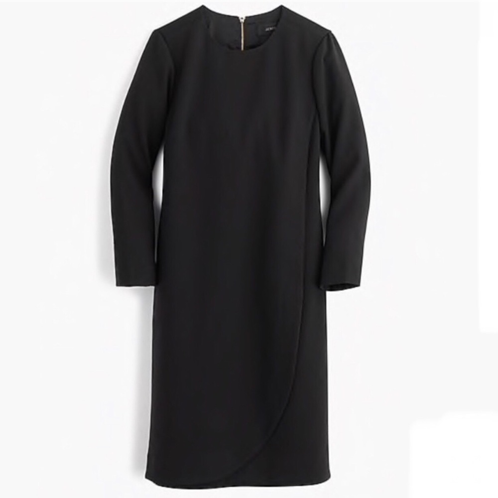 J. Crew Overlapped Shift Dress Black Career